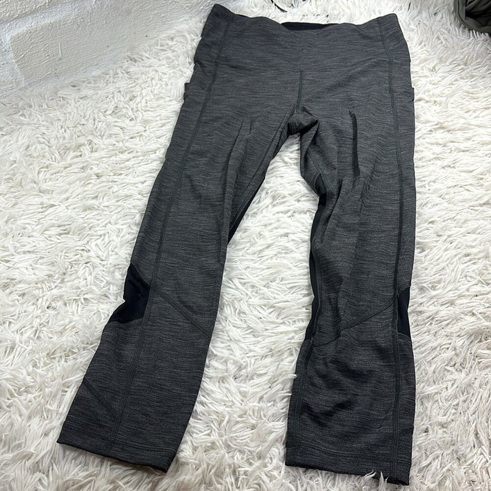 Lululemon Pace Rival Mid-Rise Crop 22” Heathered Black / Black